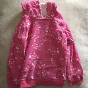Girls Pink Heart Pullover Hoodie. 24M